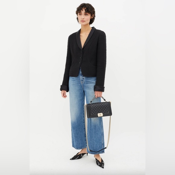 Chanel Classic Flap Black Medium Boy Bag with Top Handle - Picture 3 of 16